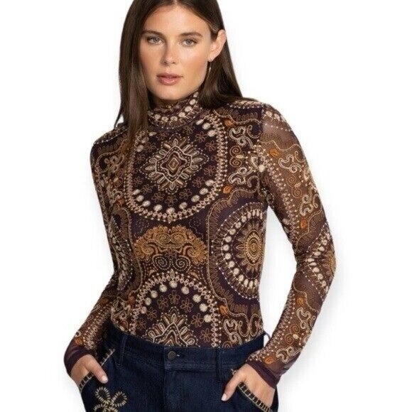 JOHNNY WAS Loving Is Easy Mesh Tee Embroidered Bohemian Boho Fall Size M NEW - Picture 4 of 13